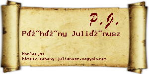Páhány Juliánusz névjegykártya